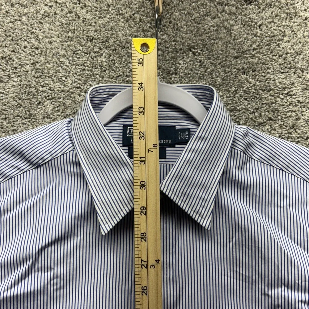 VTG Polo Ralph Lauren Shirt Men's 16.5-34/35 Blue Striped Andrew Long Sleeve NWT